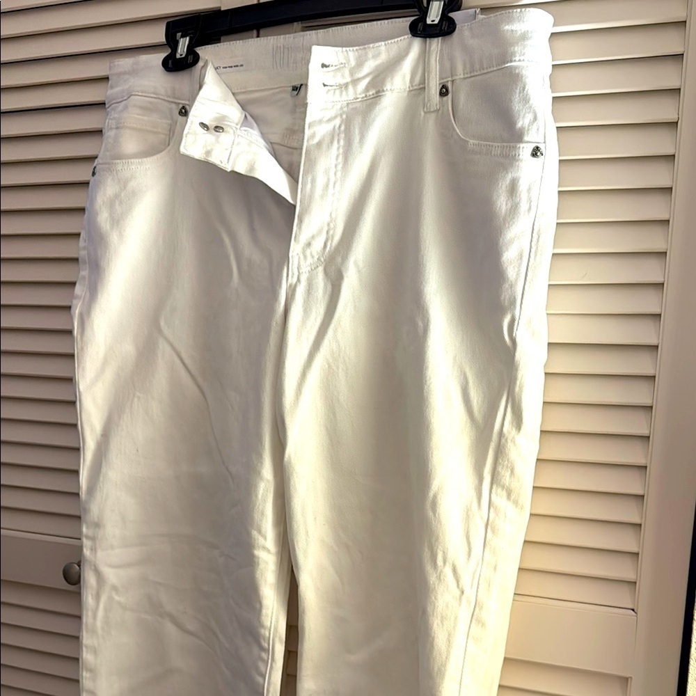 Kut from the Kloth White Denim Jeans High Rise Wide Leg Lucy Size 14W NWOT